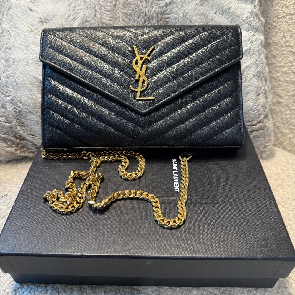 Saint Laurent Black Quilted Leather Chain Bag